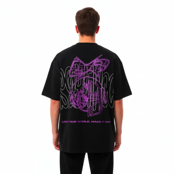 Purple Logo Tee man back - Purple graphic design streetwear