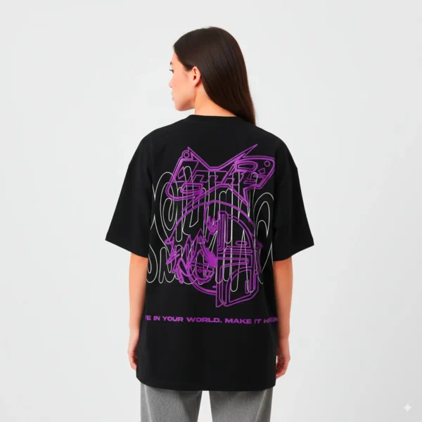 Purple Logo Tee woman back - Purple graphic design streetwear